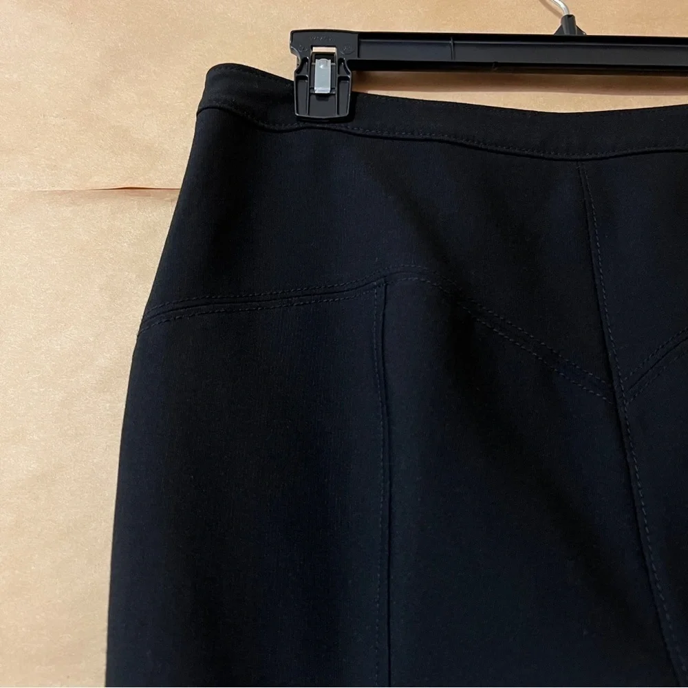 Cinq a Sept | Button Hem Flare Pants High Rise Ponte Knit Trousers Black Size 6